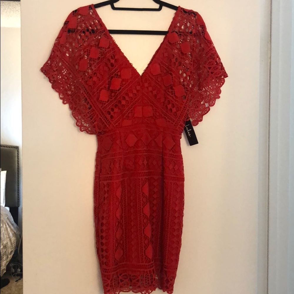 Red off the shoulder dress